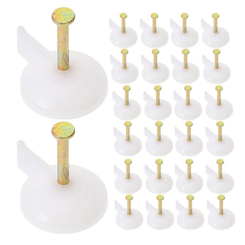 45 Round Push Pins, Front Hooks, Ceiling Hooks, White
