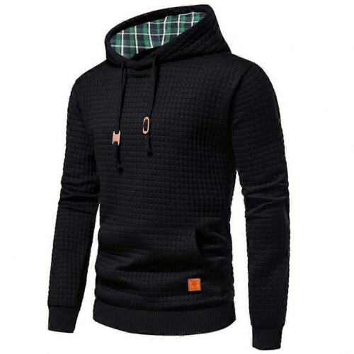 (L, black) 2025 New  Men's Casual Pullover Jacquard Sweatshirt Grid Jacket Loose Fit 1