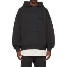 (M, black) Fleece Jacket Men Fall Winter FOG Loose Letter Print Cotton Sweatshirt Jacket Teen Casual Set 2pcs