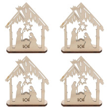 Juego de 4 candelabros de madera para interior, hechos a mano, decoración de escritorio.