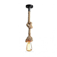 (2M, 1 head) Industrial Pendant Light, Double Headed Hemp Rope Hanging Light