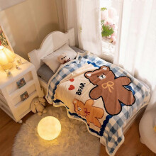 (lambswool95x135cm, 3) Warm Heart Fleece Kids Blanket Cartoon Print Nursery Blanket Air Conditioning Blanket