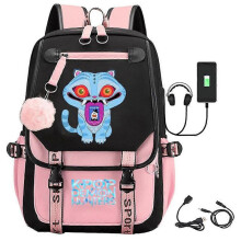 (As shown, 1) 2025 KPOP Backpack 15 Inch Laptop Bag Anime Print School Backpack Unisex Travel Backpack Canvas Durable