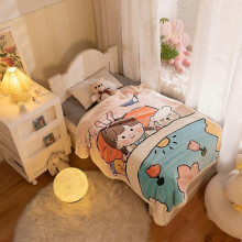 (lambswool95x135cm, 1) Warm Heart Fleece Kids Blanket Cartoon Print Nursery Blanket Air Conditioning Blanket