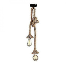 (2M, 2 heads) Industrial Pendant Light, Double Headed Hemp Rope Hanging Light