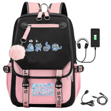 (As shown, 5) 2025 KPOP Backpack 15 Inch Laptop Bag Anime Print School Backpack Unisex Travel Backpack Canvas Durable