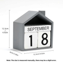 (Any year, House) Wooden Calendar Desktop Decor Permanent Countdown Sign Minimalist Modern Style