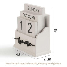 (Any year, White) Wooden Calendar Desktop Decor Permanent Countdown Sign Minimalist Modern Style