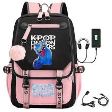 (As shown, 4) 2025 KPOP Backpack 15 Inch Laptop Bag Anime Print School Backpack Unisex Travel Backpack Canvas Durable