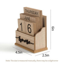 (Any year, Wooden) Wooden Calendar Desktop Decor Permanent Countdown Sign Minimalist Modern Style