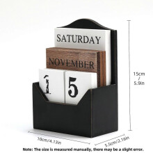 (Any year, Drawing Card Black) Wooden Calendar Desktop Decor Permanent Countdown Sign Minimalist Modern Style