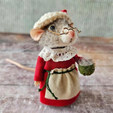 (1) Christmas Needle Felt Mouse Ornament Kit DIY Felt Mouse Decor 5 Adorable Styles Xmas Tree Decoration 35g