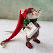 (2) Christmas Needle Felt Mouse Ornament Kit DIY Felt Mouse Decor 5 Adorable Styles Xmas Tree Decoration 35g