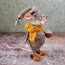 (4) Christmas Needle Felt Mouse Ornament Kit DIY Felt Mouse Decor 5 Adorable Styles Xmas Tree Decoration 35g