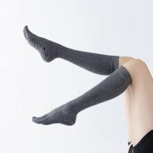 (grid grey) Non Slip Knee Toe Socks For Women - Pilates, Yoga, Barre Socks With Grips