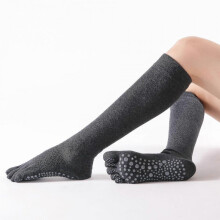 (dark grey) Non Slip Knee Toe Socks For Women - Pilates, Yoga, Barre Socks With Grips