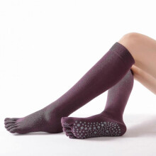 (wine red) Non Slip Knee Toe Socks For Women - Pilates, Yoga, Barre Socks With Grips