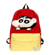 (L, red) Cartoon Backpack Fashion Cute School Bag Unisex Breathable Canvas Rucksack for Travel Laptop