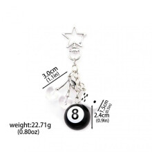 (opp bag, 9) Classic Dice Keychain Creative Black 8 Dice Star Punk Style Keychain for Women