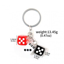 (opp bag, 20) Classic Dice Keychain Creative Black 8 Dice Star Punk Style Keychain for Women