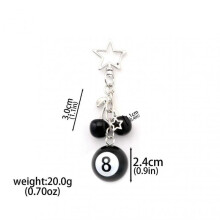 (opp bag, 10) Classic Dice Keychain Creative Black 8 Dice Star Punk Style Keychain for Women