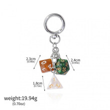 (opp bag, 3) Classic Dice Keychain Creative Black 8 Dice Star Punk Style Keychain for Women