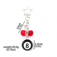 (opp bag, 11) Classic Dice Keychain Creative Black 8 Dice Star Punk Style Keychain for Women