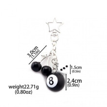 (opp bag, 7) Classic Dice Keychain Creative Black 8 Dice Star Punk Style Keychain for Women