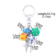 (opp bag, 15) Classic Dice Keychain Creative Black 8 Dice Star Punk Style Keychain for Women