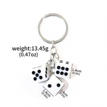 (opp bag, 18) Classic Dice Keychain Creative Black 8 Dice Star Punk Style Keychain for Women