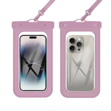 (21.3x10.8cm, pink) PVC Waterproof Phone Pouch, Touchscreen Waterproof Phone Case for Outdoor Activities