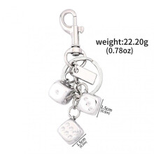 (opp bag, 24) Classic Dice Keychain Creative Black 8 Dice Star Punk Style Keychain for Women