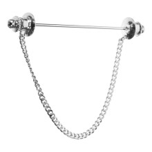 1 set zilveren kraagspeld met ketting voor heren, koper