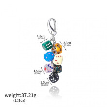 (opp bag, 2) Classic Dice Keychain Creative Black 8 Dice Star Punk Style Keychain for Women