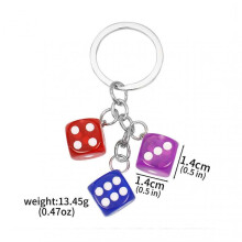(opp bag, 16) Classic Dice Keychain Creative Black 8 Dice Star Punk Style Keychain for Women