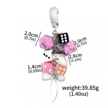 (opp bag, 23) Classic Dice Keychain Creative Black 8 Dice Star Punk Style Keychain for Women
