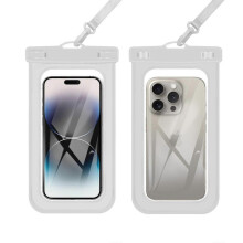 (21.3x10.8cm, white) PVC Waterproof Phone Pouch, Touchscreen Waterproof Phone Case for Outdoor Activities