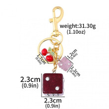(opp bag, 21) Classic Dice Keychain Creative Black 8 Dice Star Punk Style Keychain for Women