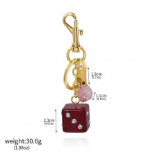 (opp bag, 1) Classic Dice Keychain Creative Black 8 Dice Star Punk Style Keychain for Women