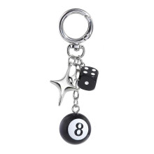 (opp bag, 29) Classic Dice Keychain Creative Black 8 Dice Star Punk Style Keychain for Women