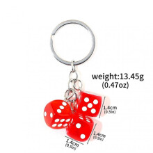 (opp bag, 19) Classic Dice Keychain Creative Black 8 Dice Star Punk Style Keychain for Women