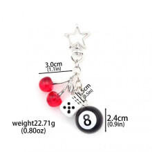 (opp bag, 8) Classic Dice Keychain Creative Black 8 Dice Star Punk Style Keychain for Women