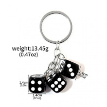 (opp bag, 17) Classic Dice Keychain Creative Black 8 Dice Star Punk Style Keychain for Women