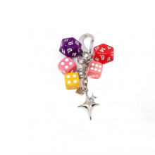 (opp bag, 28) Classic Dice Keychain Creative Black 8 Dice Star Punk Style Keychain for Women