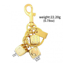 (opp bag, 25) Classic Dice Keychain Creative Black 8 Dice Star Punk Style Keychain for Women