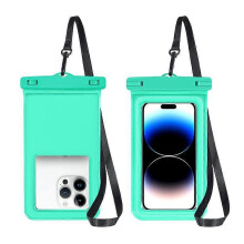 (7.9 in., dark green) Waterproof Phone Pouch for Swimming Beach Outdoor Sports PVC Sponge ABS Material