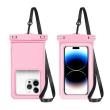 (6.7 in., pink) Waterproof Phone Pouch for Swimming Beach Outdoor Sports PVC Sponge ABS Material