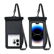(7.9 in., black) Waterproof Phone Pouch for Swimming Beach Outdoor Sports PVC Sponge ABS Material