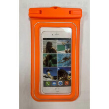 (7.9 in., dark orange) Waterproof Phone Pouch for Swimming Beach Outdoor Sports PVC Sponge ABS Material