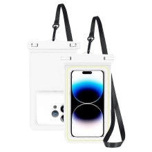 (7.9 in., white) Waterproof Phone Pouch for Swimming Beach Outdoor Sports PVC Sponge ABS Material